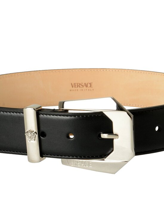 Versace Black 100% Leather Silver Medusa Decorated Belt US 26 IT 65 main image 4